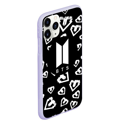 Чехол iPhone 11 Pro матовый BTS band black kpop / 3D-Светло-сиреневый – фото 2