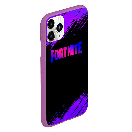 Чехол iPhone 11 Pro матовый Fortnite epic games neon / 3D-Фиолетовый – фото 2