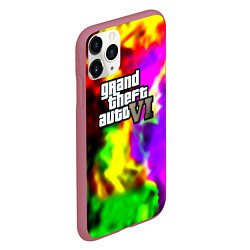 Чехол iPhone 11 Pro матовый Gta6 неоновый огонь вайстити, цвет: 3D-малиновый — фото 2