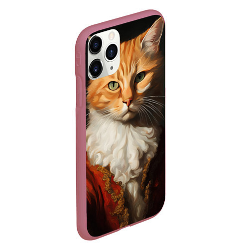 Чехол iPhone 11 Pro матовый Знатный кот / 3D-Малиновый – фото 2