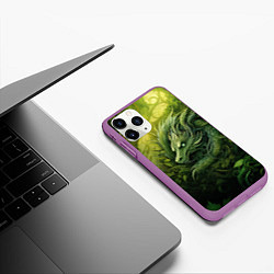Чехол iPhone 11 Pro матовый Зеленый лесной дракон 2024, цвет: 3D-фиолетовый — фото 2