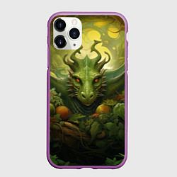 Чехол iPhone 11 Pro матовый Зеленый лесной дракон символ 2024, цвет: 3D-фиолетовый