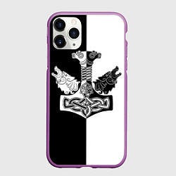Чехол iPhone 11 Pro матовый Волки и молот Тора, цвет: 3D-фиолетовый