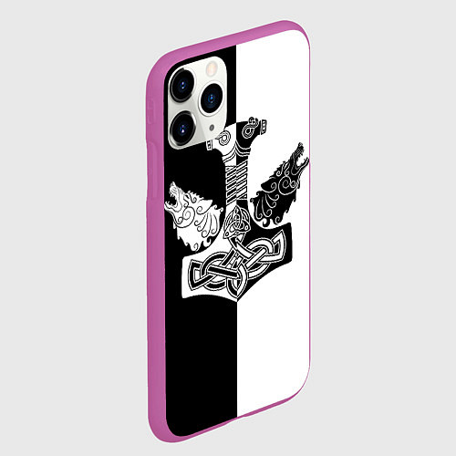 Чехол iPhone 11 Pro матовый Волки и молот Тора / 3D-Фиолетовый – фото 2