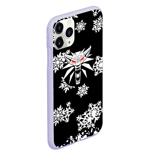 Чехол iPhone 11 Pro матовый Ведьмак зимняя охота / 3D-Светло-сиреневый – фото 2
