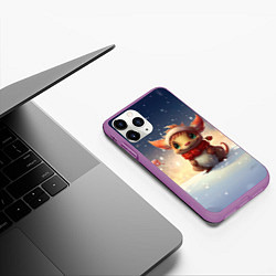 Чехол iPhone 11 Pro матовый Маленький замерзший дракончик, цвет: 3D-фиолетовый — фото 2