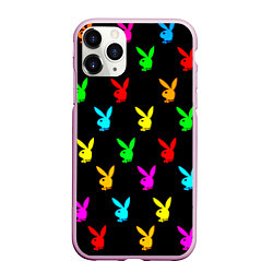 Чехол iPhone 11 Pro матовый Playboy pattern неон