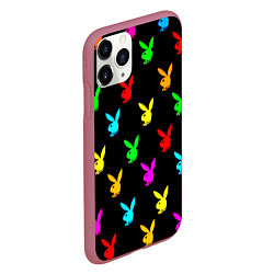 Чехол iPhone 11 Pro матовый Playboy pattern неон, цвет: 3D-малиновый — фото 2