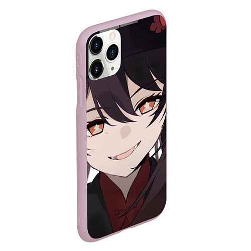 Чехол iPhone 11 Pro матовый Genshin Impact Hu Tao smile / 3D-Розовый – фото 2