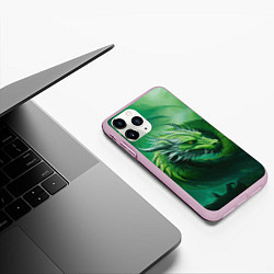 Чехол iPhone 11 Pro матовый Лесной зеленый дракон символ 2024, цвет: 3D-розовый — фото 2