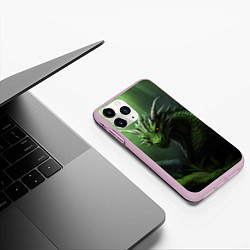 Чехол iPhone 11 Pro матовый Лесной зеленый дракон символ 2024, цвет: 3D-розовый — фото 2