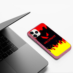 Чехол iPhone 11 Pro матовый Valorant flame texture games, цвет: 3D-малиновый — фото 2