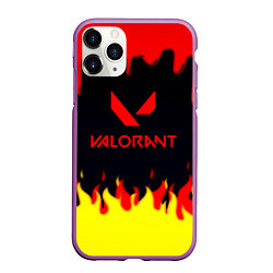 Чехол iPhone 11 Pro матовый Valorant flame texture games, цвет: 3D-фиолетовый