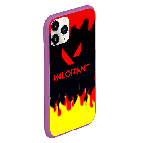 Чехол iPhone 11 Pro матовый Valorant flame texture games / 3D-Фиолетовый – фото 2