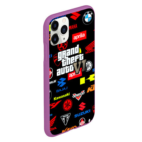 Чехол iPhone 11 Pro матовый GTA6 автобренды / 3D-Фиолетовый – фото 2