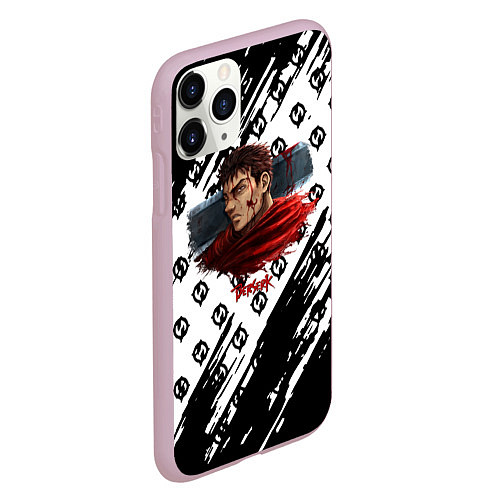 Чехол iPhone 11 Pro матовый Berserk anime black pattern / 3D-Розовый – фото 2