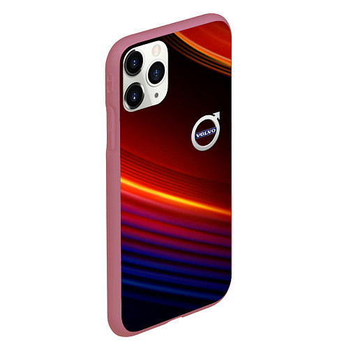 Чехол iPhone 11 Pro матовый Volvo neon gradient auto / 3D-Малиновый – фото 2