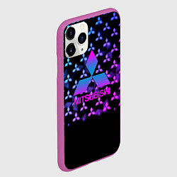Чехол iPhone 11 Pro матовый Митсубиси неоновый градиент значки, цвет: 3D-фиолетовый — фото 2