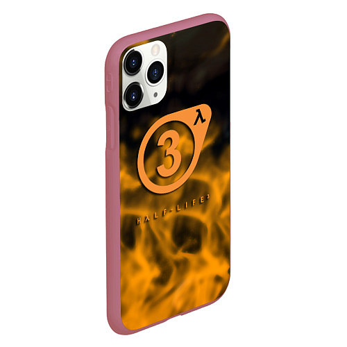 Чехол iPhone 11 Pro матовый Half life orange flame valve / 3D-Малиновый – фото 2