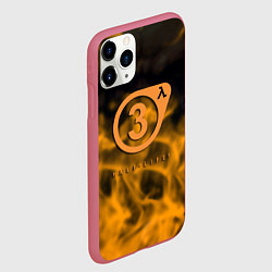 Чехол iPhone 11 Pro матовый Half life orange flame valve, цвет: 3D-малиновый — фото 2