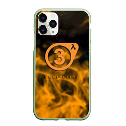 Чехол iPhone 11 Pro матовый Half life orange flame valve, цвет: 3D-салатовый
