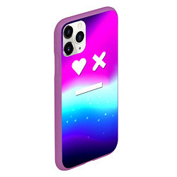 Чехол iPhone 11 Pro матовый Love death robots neon gradient serial, цвет: 3D-фиолетовый — фото 2