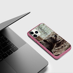 Чехол iPhone 11 Pro матовый Bear, цвет: 3D-малиновый — фото 2