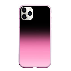 Чехол iPhone 11 Pro матовый Черно-розовый градиент