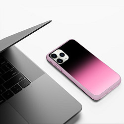 Чехол iPhone 11 Pro матовый Черно-розовый градиент, цвет: 3D-розовый — фото 2