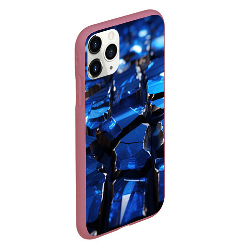 Чехол iPhone 11 Pro матовый Синие яркие кубики / 3D-Малиновый – фото 2