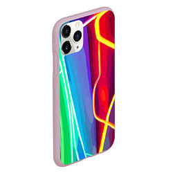 Чехол iPhone 11 Pro матовый Абстрактные цветные полосы - композиция, цвет: 3D-розовый — фото 2