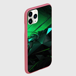 Чехол iPhone 11 Pro матовый Зеленая абстракция зеленая геометрическая, цвет: 3D-малиновый — фото 2