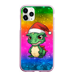 Чехол iPhone 11 Pro матовый Дракон радужный фон, цвет: 3D-розовый