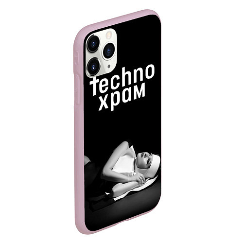 Чехол iPhone 11 Pro матовый Techno храм монашка лежит / 3D-Розовый – фото 2