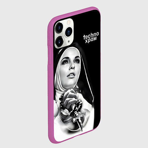 Чехол iPhone 11 Pro матовый Techno храм монашка в молитве / 3D-Фиолетовый – фото 2