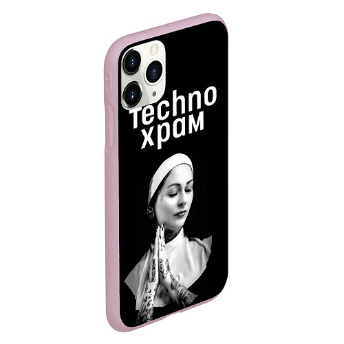 Чехол iPhone 11 Pro матовый Techno храм монашка в татуировках / 3D-Розовый – фото 2