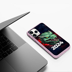 Чехол iPhone 11 Pro матовый Злой дракон 2024, цвет: 3D-розовый — фото 2