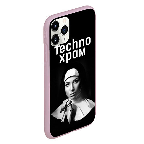 Чехол iPhone 11 Pro матовый Techno храм монашка с красивыми глазами / 3D-Розовый – фото 2