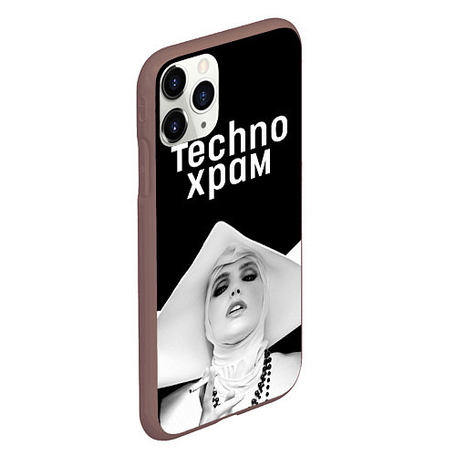 Чехол iPhone 11 Pro матовый Techno храм монашка в белом / 3D-Коричневый – фото 2