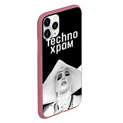 Чехол iPhone 11 Pro матовый Techno храм монашка в белом, цвет: 3D-малиновый — фото 2