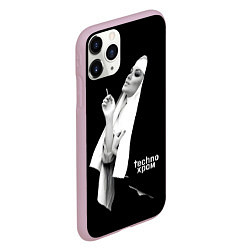 Чехол iPhone 11 Pro матовый Techno храм красивая монашка с сигаретой, цвет: 3D-розовый — фото 2