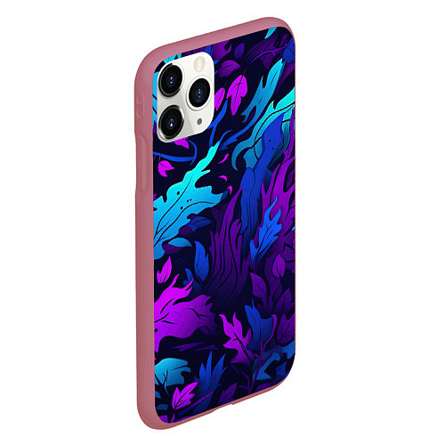 Чехол iPhone 11 Pro матовый Абстрактный камуфляж в кислотных абстрактных пятна / 3D-Малиновый – фото 2