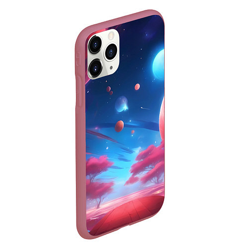 Чехол iPhone 11 Pro матовый Красный лес / 3D-Малиновый – фото 2