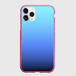 Чехол iPhone 11 Pro матовый Голубой и черно-синий градиент
