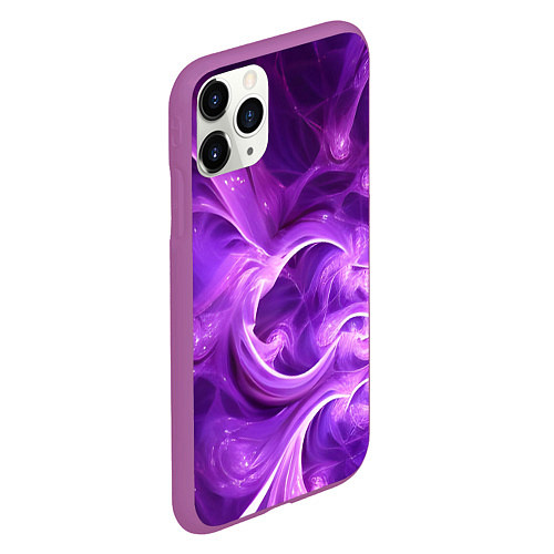 Чехол iPhone 11 Pro матовый Фиолетовая фрактальная абстракция / 3D-Фиолетовый – фото 2