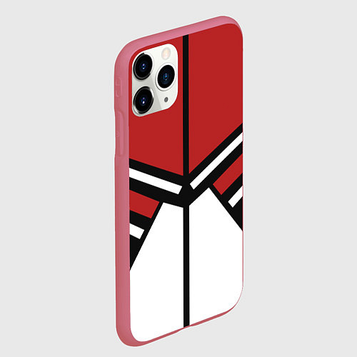 Чехол iPhone 11 Pro матовый Советский спорт с полосами / 3D-Малиновый – фото 2