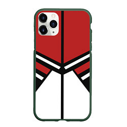 Чехол iPhone 11 Pro матовый Советский спорт с полосами, цвет: 3D-темно-зеленый