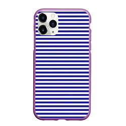 Чехол iPhone 11 Pro матовый Тельняшка моряка, цвет: 3D-фиолетовый