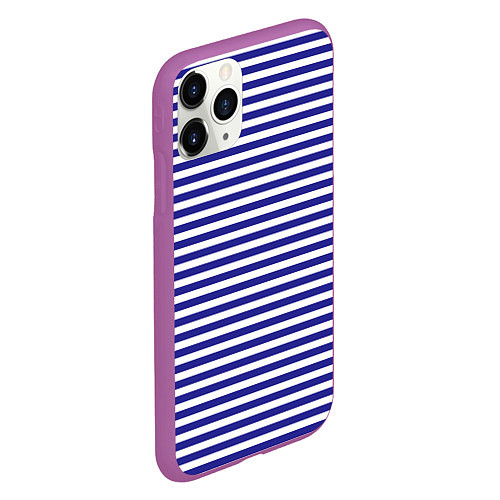 Чехол iPhone 11 Pro матовый Тельняшка моряка / 3D-Фиолетовый – фото 2