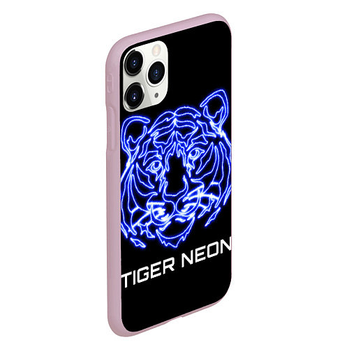 Чехол iPhone 11 Pro матовый Tiger neon art / 3D-Розовый – фото 2